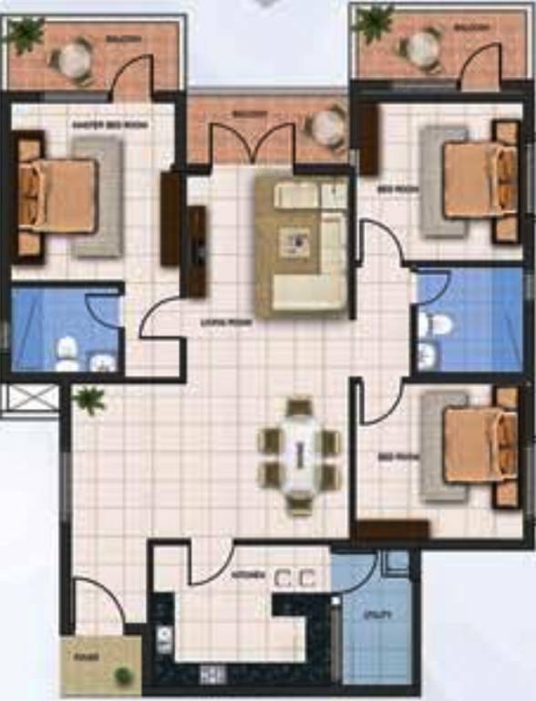 Aarna Blue Malibu (3BHK+2T (1,649 sq ft) 1649 sq ft) Aarna Blue Malibu (3BHK+2T (1,649 sq ft) 1649 sq ft)