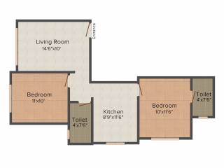 Chaurang Aastha (2BHK+2T (907 sq ft) 907 sq ft)
