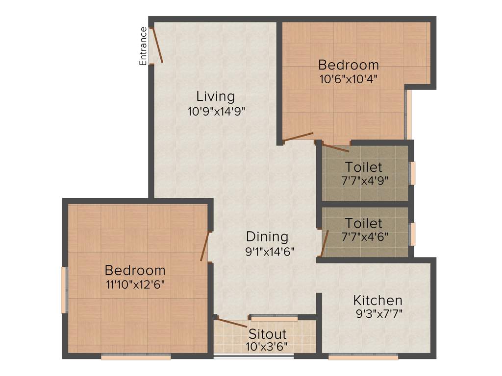 Kanya Sri Sai (2BHK+2T (1,020 sq ft) 1020 sq ft)