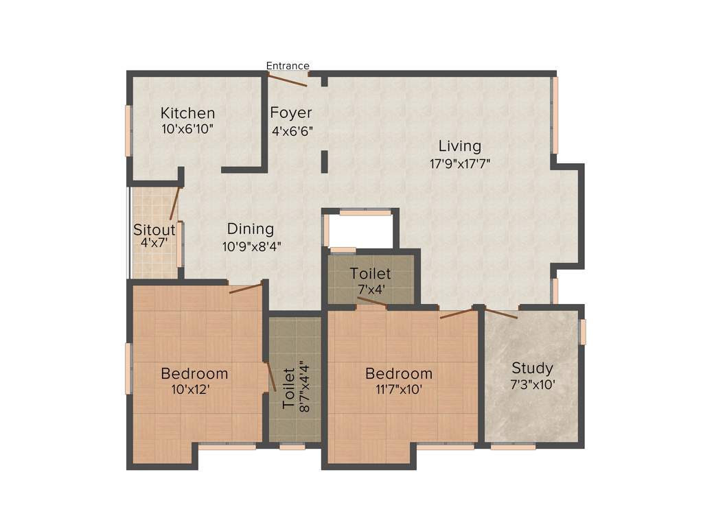 Kanya Sri Sai (2BHK+2T (1,324 sq ft) + Study Room 1324 sq ft)