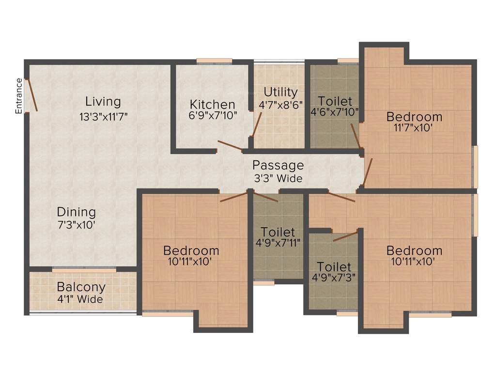 Unimark Lakewood Estate (3BHK+3T (1,411 sq ft) 1411 sq ft)