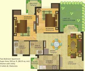 Sare Royal Greens (2BHK+2T (950 sq ft) 950 sq ft) Sare Royal Greens (2BHK+2T (950 sq ft) 950 sq ft)