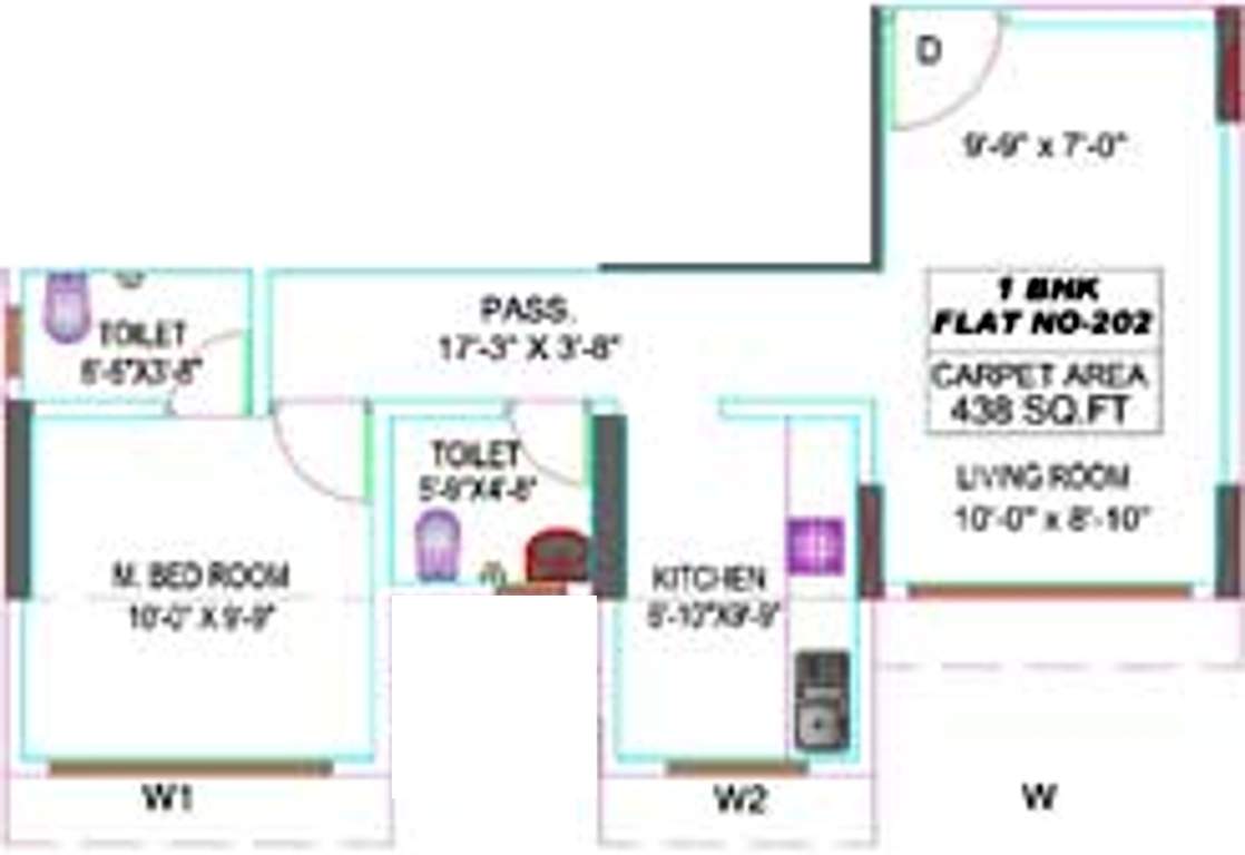KK Vinayaka Towers (1BHK+2T (438 sq ft) 438 sq ft)