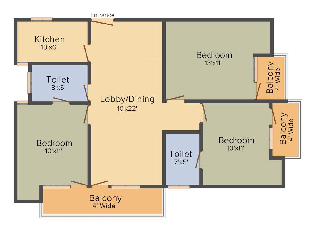 Resizone Krishna Arcade (3BHK+2T (1,275 sq ft) 1275 sq ft)