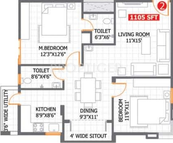 Dwarakamai Olive Apartments (2BHK+2T (1,105 sq ft) 1105 sq ft)