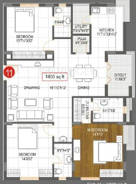 Gowra Tulips (3BHK+3T (1,800 sq ft) Pooja Room 1800 sq ft) Gowra Tulips (3BHK+3T (1,800 sq ft) Pooja Room 1800 sq ft)