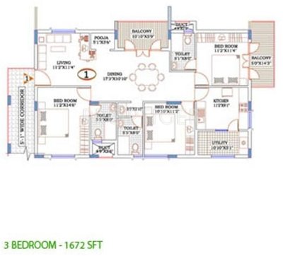 Nirman Rajatha Greens (3BHK+3T (1,672 sq ft) 1672 sq ft)