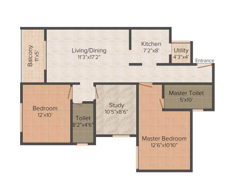 Covai Urbana Irene (2BHK+2T (1,195 sq ft) + Study Room 1195 sq ft)