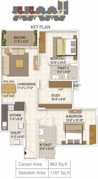 Covai Urbana Irene (2BHK+2T (1,187 sq ft) + Study Room 1187 sq ft)