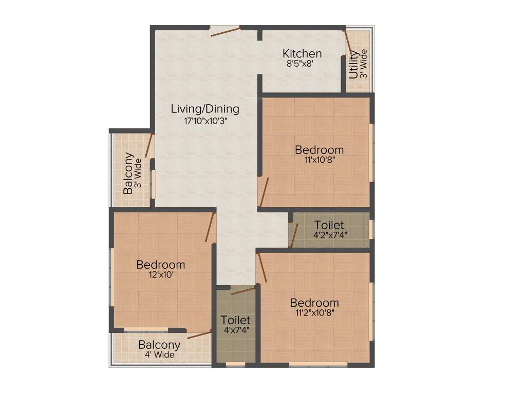 KIC Neelkunj 3BHK+2T (1,090 sq ft)