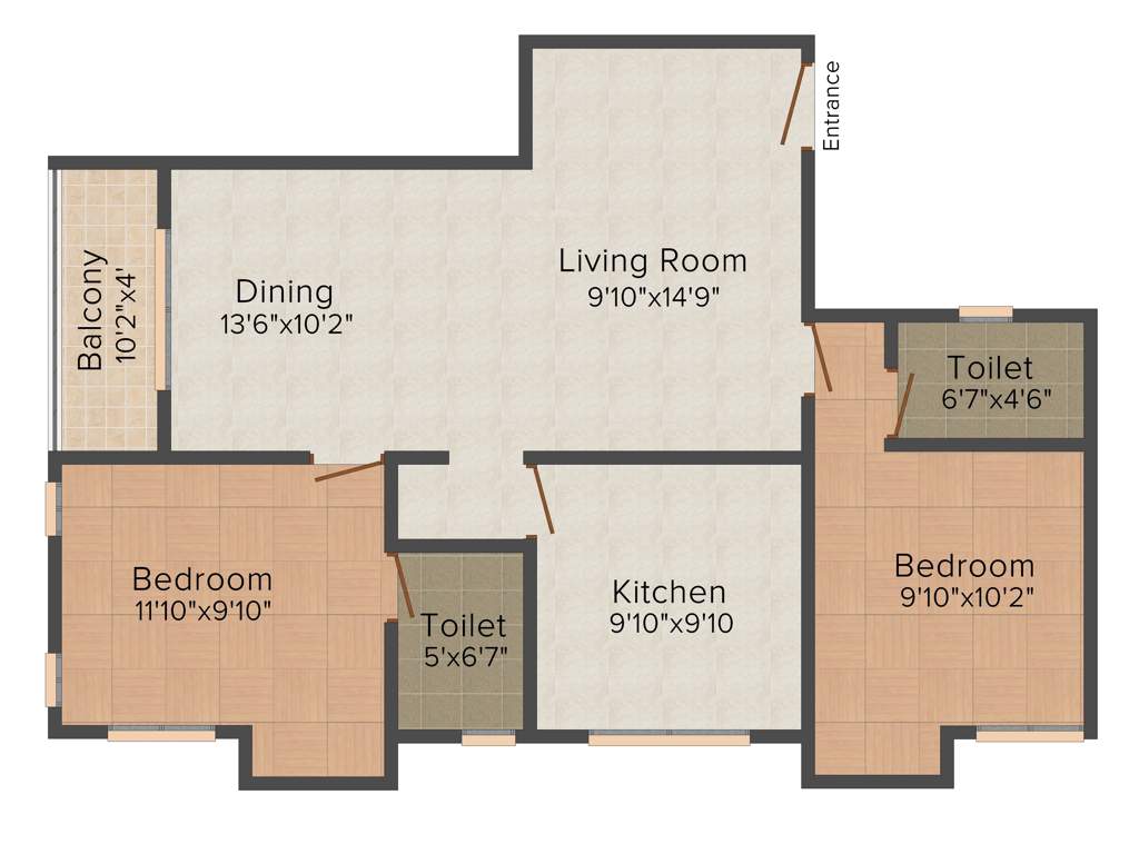 Jewel Radius (2BHK+2T (1,069 sq ft) 1069 sq ft)