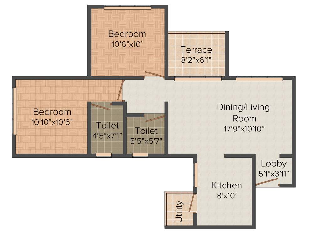 Hrutviin Unnati Avenue (2BHK+2T (969 sq ft) 969 sq ft)