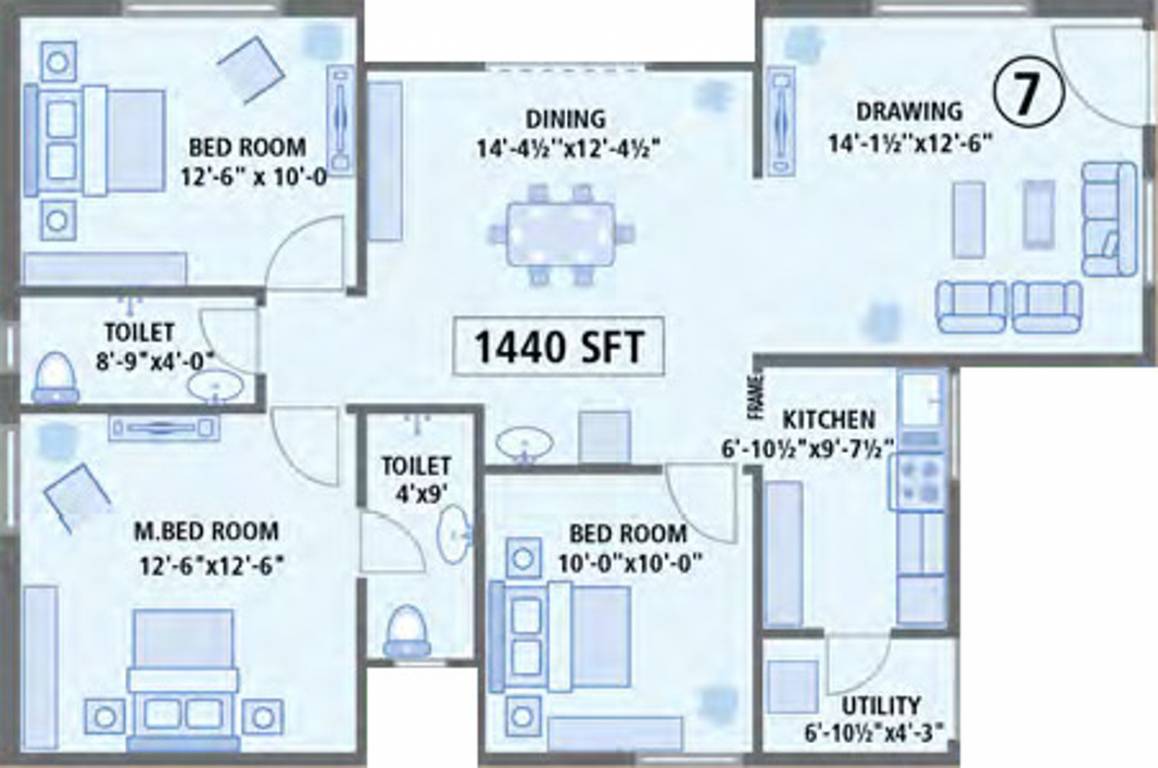 Anusha Begonia Homes (3BHK+2T (1,440 sq ft) 1440 sq ft)