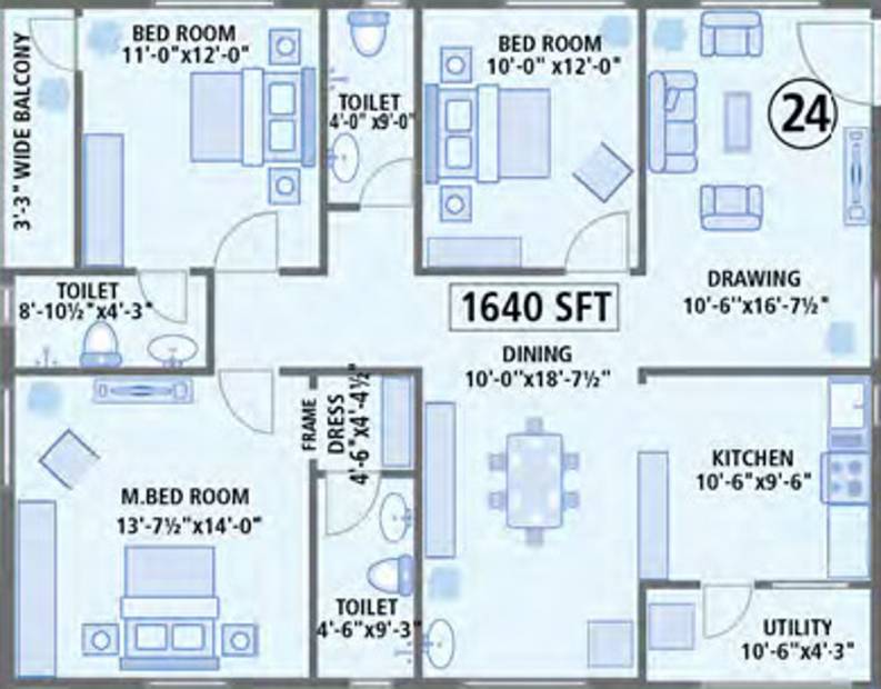 Anusha Begonia Homes (3BHK+3T (1,640 sq ft) 1640 sq ft)
