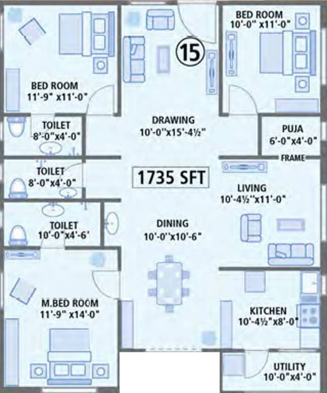 Anusha Begonia Homes (3BHK+3T (1,735 sq ft) + Pooja Room 1735 sq ft) Anusha Begonia Homes (3BHK+3T (1,735 sq ft) + Pooja Room 1735 sq ft)