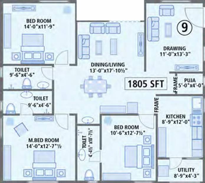 Anusha Begonia Homes (3BHK+3T (1,805 sq ft) + Pooja Room 1805 sq ft)