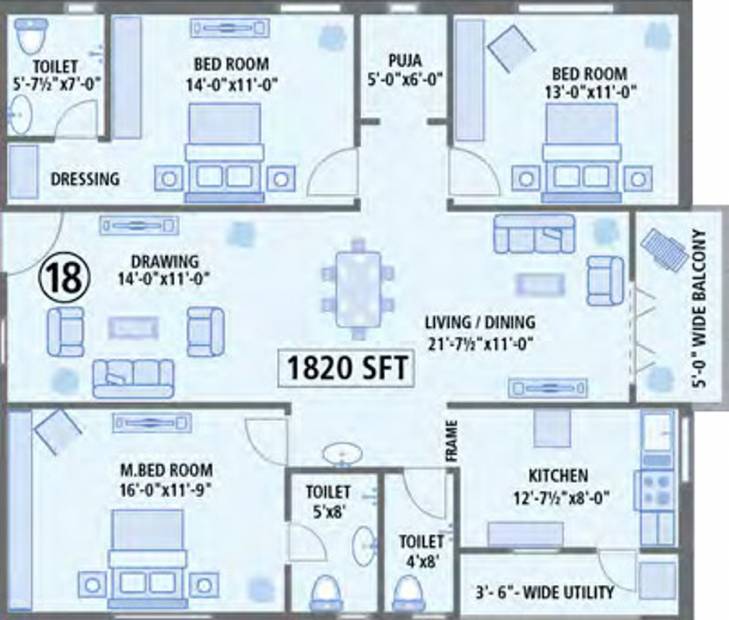 Anusha Begonia Homes (3BHK+3T (1,820 sq ft) + Pooja Room 1820 sq ft)