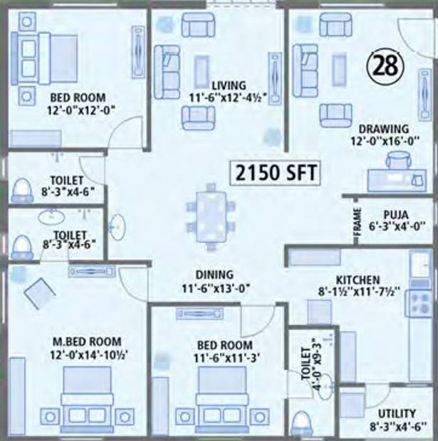 Anusha Begonia Homes (3BHK+3T (2,150 sq ft) + Pooja Room 2150 sq ft)
