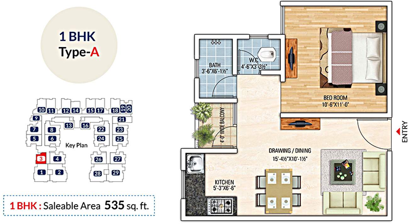 Unnati Jagat Hills (1BHK+1T (535 sq ft) 535 sq ft)