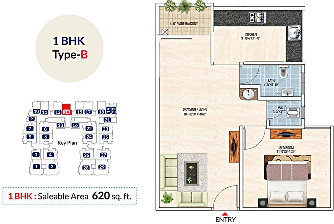 Unnati Jagat Hills (1BHK+1T (620 sq ft) 620 sq ft)
