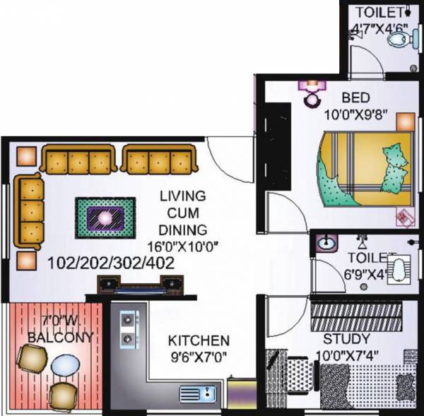 Ghanwat Verona (2BHK+2T (712 sq ft) 712 sq ft)