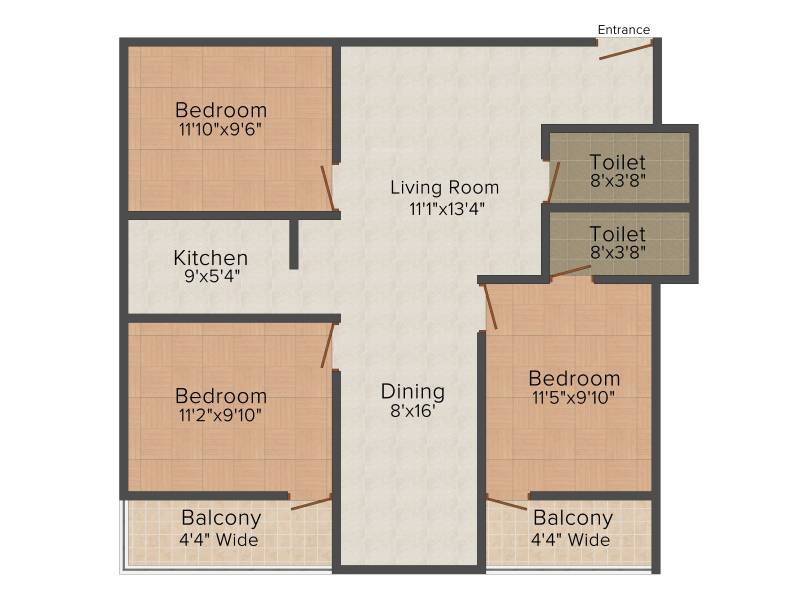 Naresh Swapnotari Residency (3BHK+2T (1,270 sq ft) 1270 sq ft)