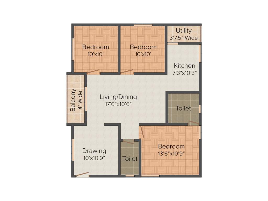 Laxmi Bandari Blossoms (3BHK+2T (1,290 sq ft) 1290 sq ft)