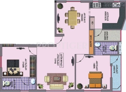 Cosy Enclave (2BHK+2T (1,574 sq ft) 1574 sq ft)