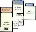 Floor Plan (1BHK+1T (580 sq ft) 580 sq ft) Nirmal Group Mumbai Tower Floor Plan (1BHK+1T (580 sq ft) 580 sq ft)