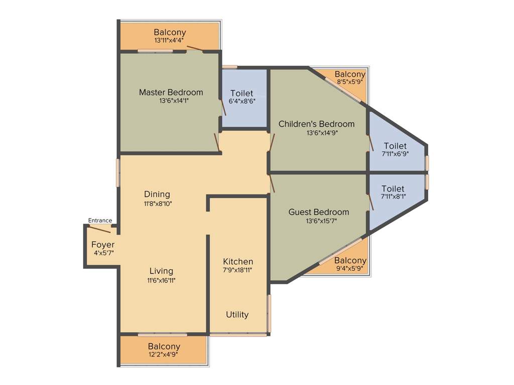 Esteem Splendor I (3BHK+3T (1,930 sq ft) 1930 sq ft)