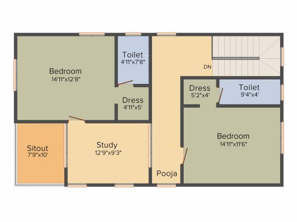 Maram Devaki Enclave 3BHK+3T (2,077 sq ft) + Study Room Maram Devaki Enclave 3BHK+3T (2,077 sq ft) + Study Room