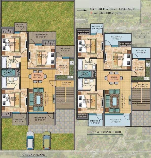 Jindal Independent Floors (3BHK+2T (1,450 sq ft) 1450 sq ft)