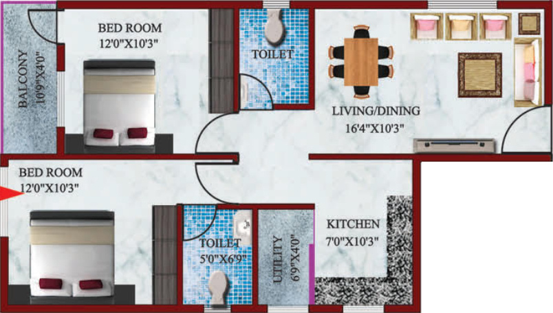 CMRS Misty Winds (2BHK+2T (941 sq ft) 941 sq ft)