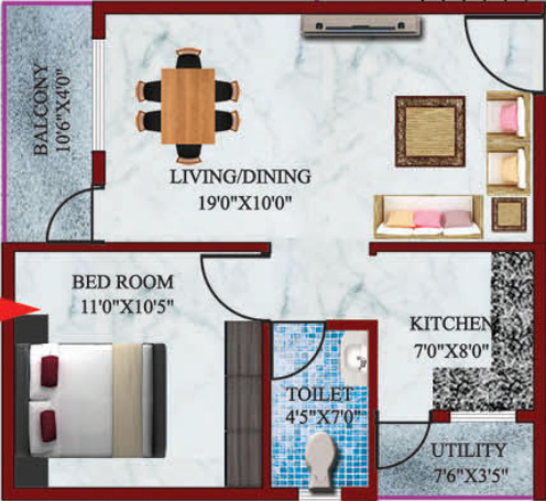 CMRS Misty Winds (1BHK+1T (655 sq ft) 655 sq ft)