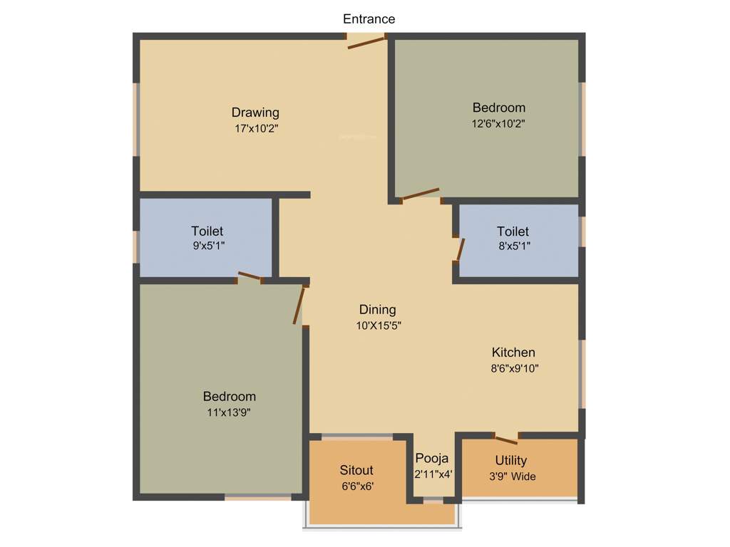 Sumadhura Acropolis (2BHK+2T (1,245 sq ft) + Pooja Room 1245 sq ft)