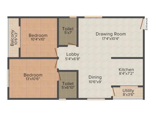 Hilife Spring Bloom (2BHK+2T (1,035 sq ft) 1035 sq ft)