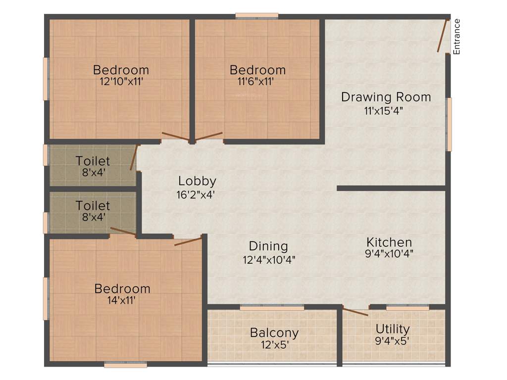 Hilife Spring Bloom (3BHK+2T (1,480 sq ft) 1480 sq ft)