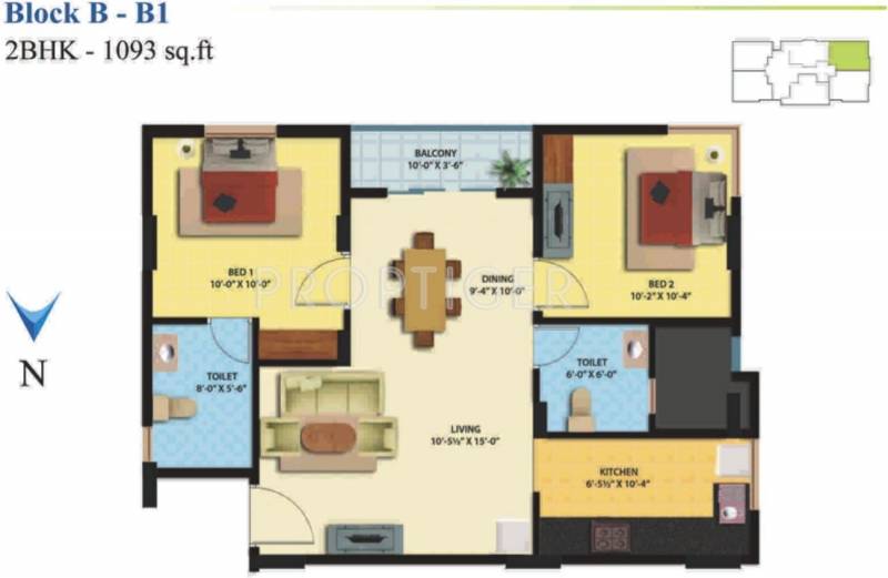 Ganga Ishana Apartments (2BHK+2T (1,093 sq ft) 1093 sq ft)