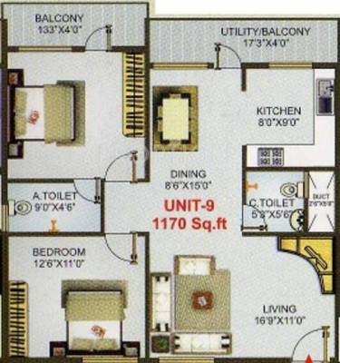 Apsara Gold (2BHK+2T (1,170 sq ft) 1170 sq ft)