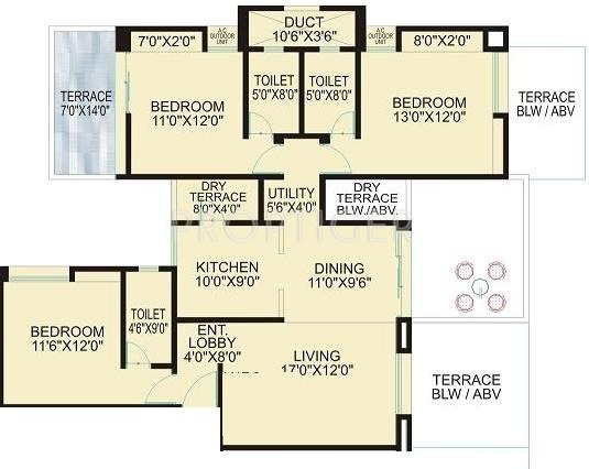 Nirmiti Crimson Dale (3BHK+3T (1,633 sq ft) 1633 sq ft)