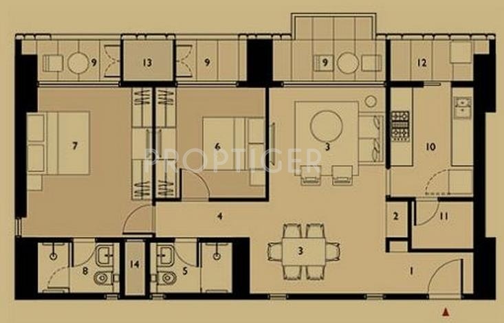 Lodha Elisium (2BHK+2T (1,431 sq ft) 1431 sq ft)