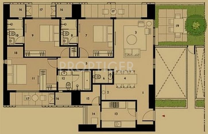 Lodha Elisium (3BHK+3T (1,683 sq ft) 1683 sq ft)