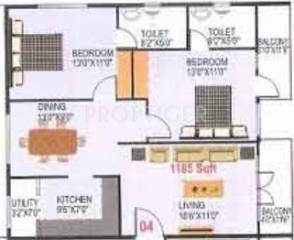 Charitha Classic (2BHK+2T (1,185 sq ft) 1185 sq ft) Charitha Classic (2BHK+2T (1,185 sq ft) 1185 sq ft)