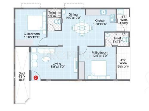 Ushodaya Swaraa (2BHK+2T (1,080 sq ft) 1080 sq ft)