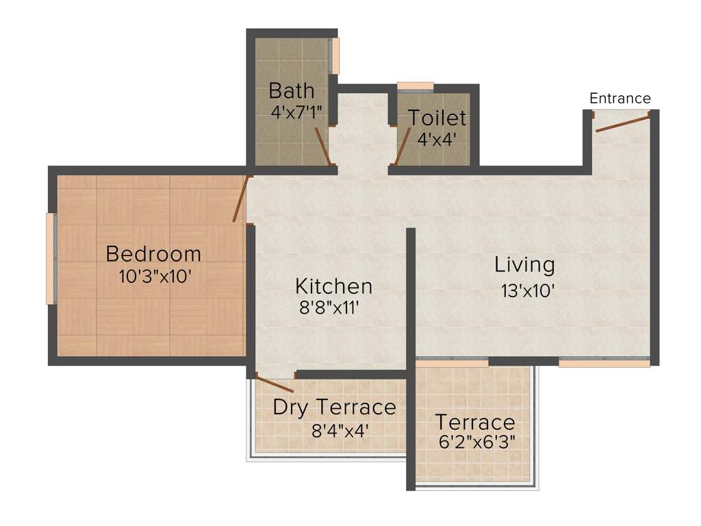 Blue Ventures Carnation (1BHK+1T (634 sq ft) 634 sq ft)