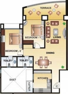 1270 Sq Ft 2 Bhk Floor Plan Image Kool Homes Solitaire Available