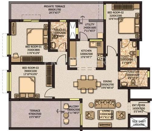 Sobha City Mykonos (3BHK+3T (1,700 sq ft) 1700 sq ft) Sobha City Mykonos (3BHK+3T (1,700 sq ft) 1700 sq ft)