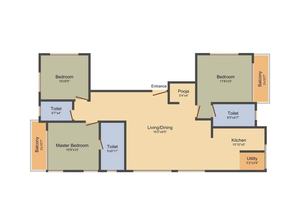 Bluewall Tulay Residency (3BHK+3T (1,360 sq ft) + Pooja Room 1360 sq ft)