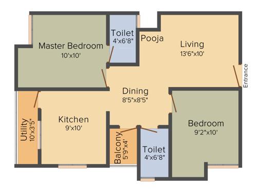 Rahul Subbalakshmi (2BHK+2T (825 sq ft) + Pooja Room 825 sq ft)