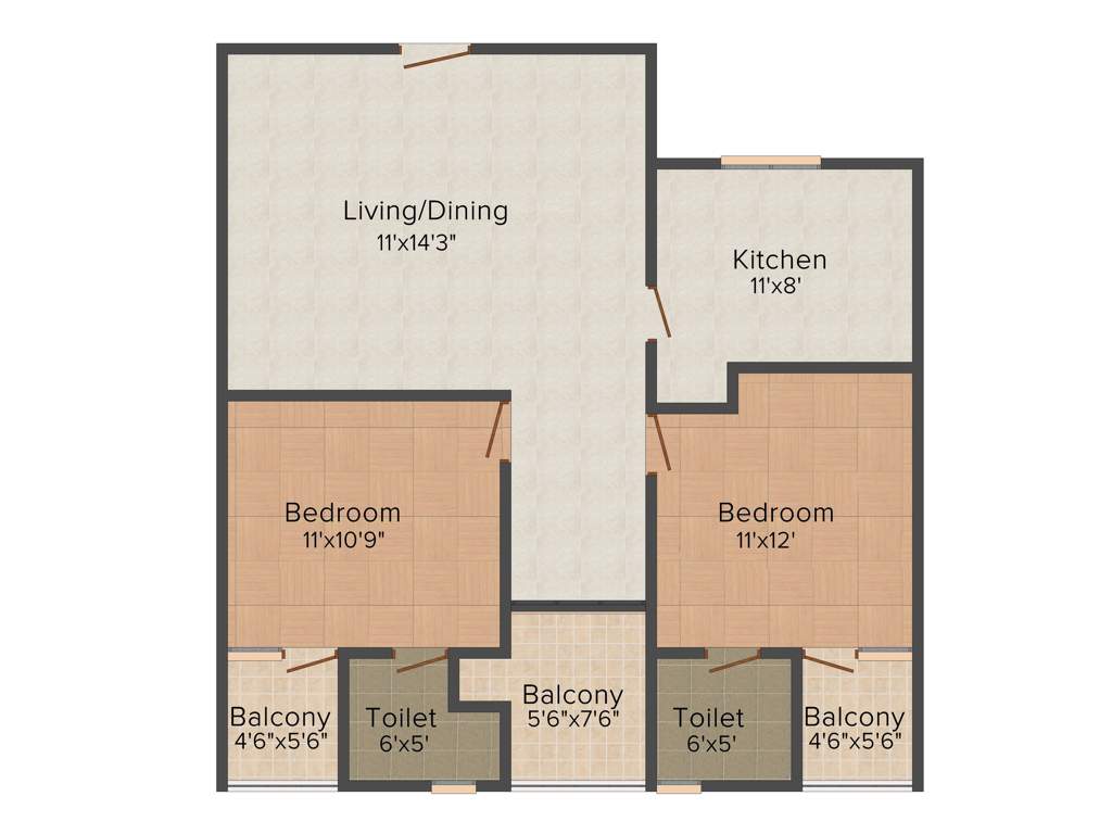 Hoysala Royal Heights (2BHK+2T (1,103 sq ft) 1103 sq ft)
